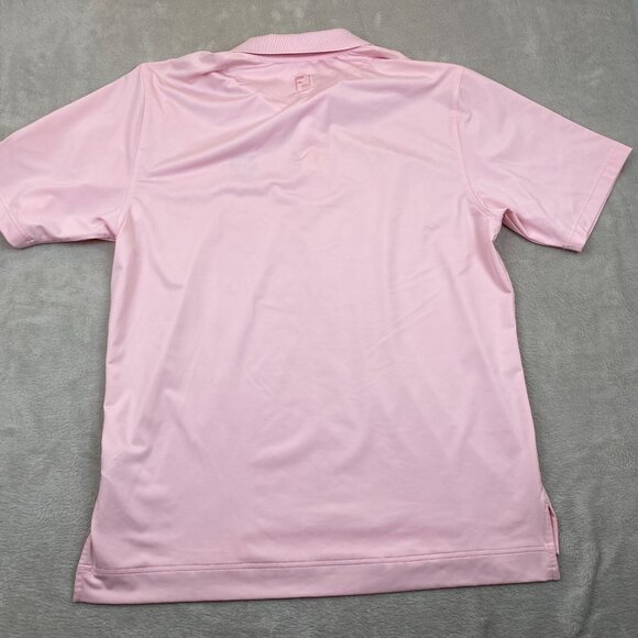 FootJoy Mens Polo Shirt Medium Pink Emblems & Logos Short Sleeve Casual Classic - Picture 8 of 8